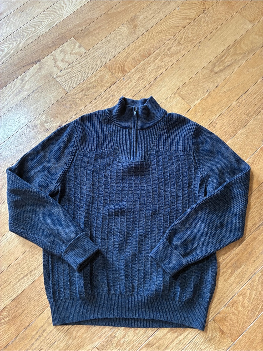 Vince Camuto Men's Zip-Neck Sweater in Charcoal Gray